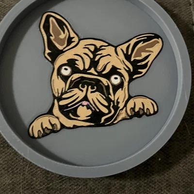 Đế lót ly hình chó Bulldog Pháp