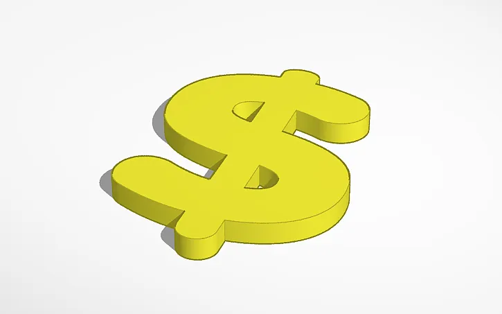 Biểu tượng đô la đơn giản cho in 3D - Image 1