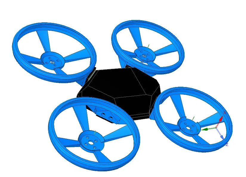 Mô hình quadcopter phức tạp với vỏ bảo vệ cánh quạt - Image 1