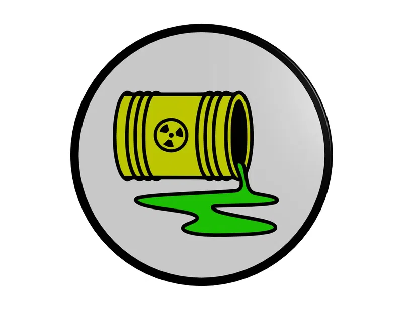 Đế lót ly in 3D hình thùng rác phóng xạ đổ tràn - Image 1