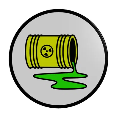 Đế lót ly in 3D hình thùng rác phóng xạ đổ tràn