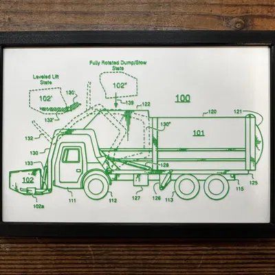 Nghệ thuật treo tường bằng sáng chế xe tải rác