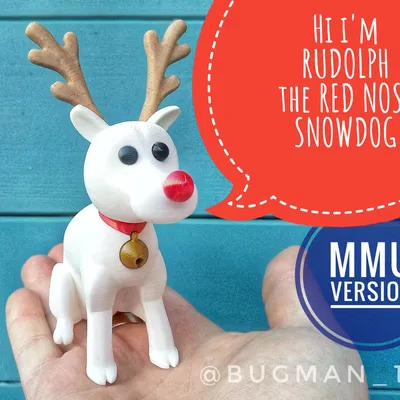 Chó tuyết Rudolph mũi đỏ trang trí Giáng Sinh