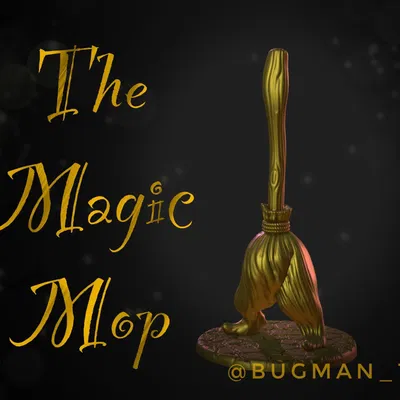 Cây chổi ma thuật trang trí cho kệ sách