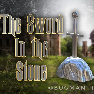 Kiếm Excalibur trong đá theo phong cách nghệ thuật