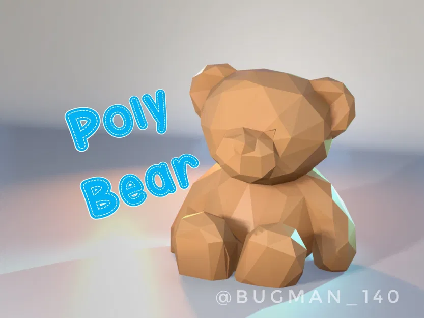 Gấu bông dễ thương Poly với thiết kế low poly - Image 1