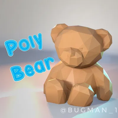 Gấu bông dễ thương Poly với thiết kế low poly
