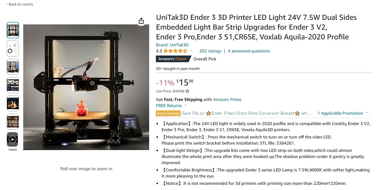 Đế công tắc đèn LED cho máy in 3D Ender 3 - Image 2