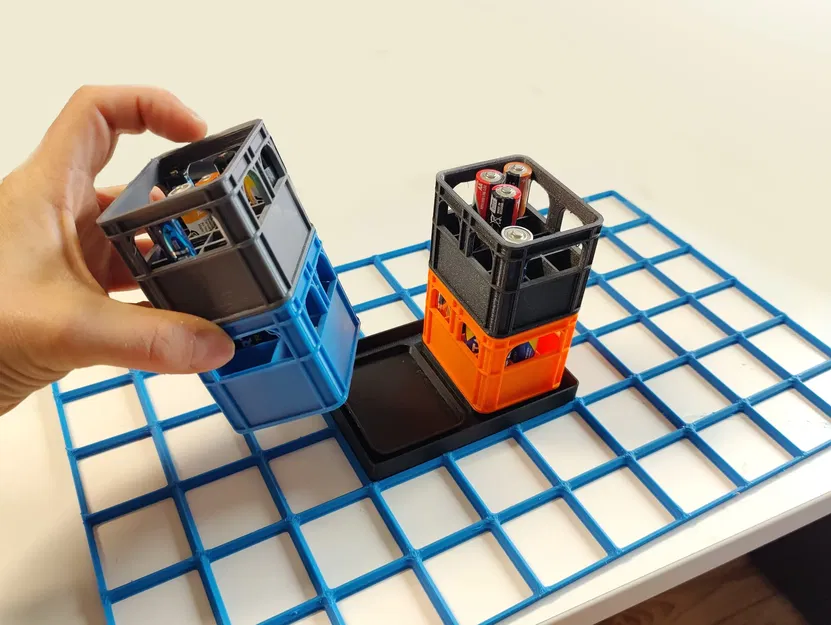 Giá đỡ pin cho thùng bia với đế gridfinity - Image 1