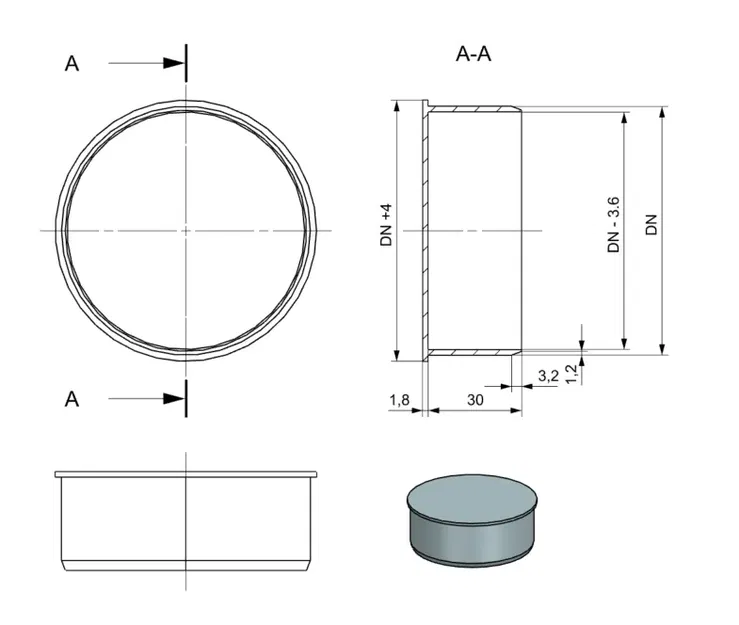 Nắp bịt ống cống DN 40 đến DN 125 - Image 2