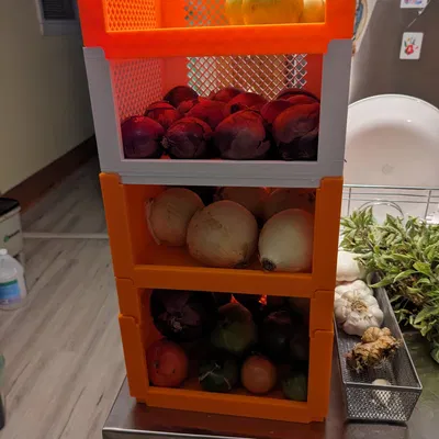 Thùng đựng trái cây xếp chồng tiện lợi cho nhà bếp