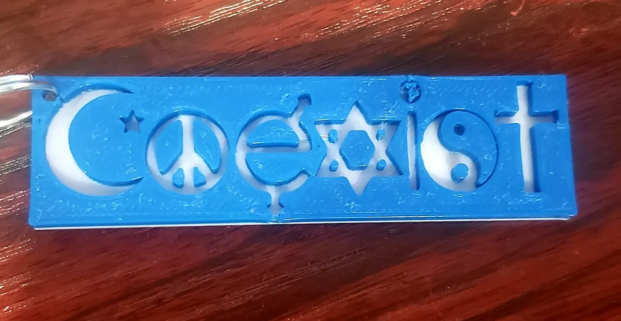 Móc khóa "Coexist" với hình ảnh tôn giáo - Image 1