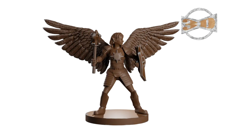 Nhân vật Aasimar giáo sĩ cầm búa chiến đấu - Image 1