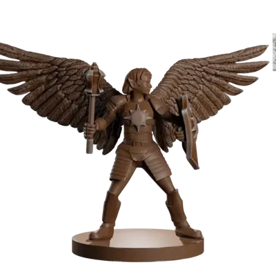 Nhân vật Aasimar giáo sĩ cầm búa chiến đấu