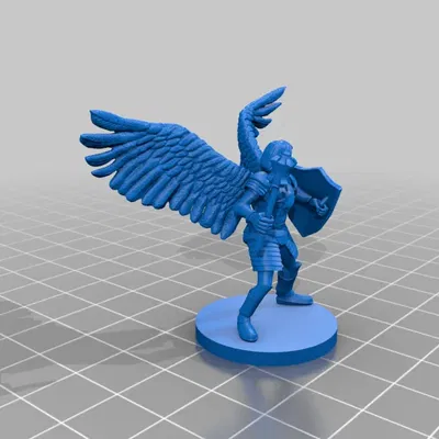 Nhân vật Aasimar giáo sĩ cầm búa chiến đấu