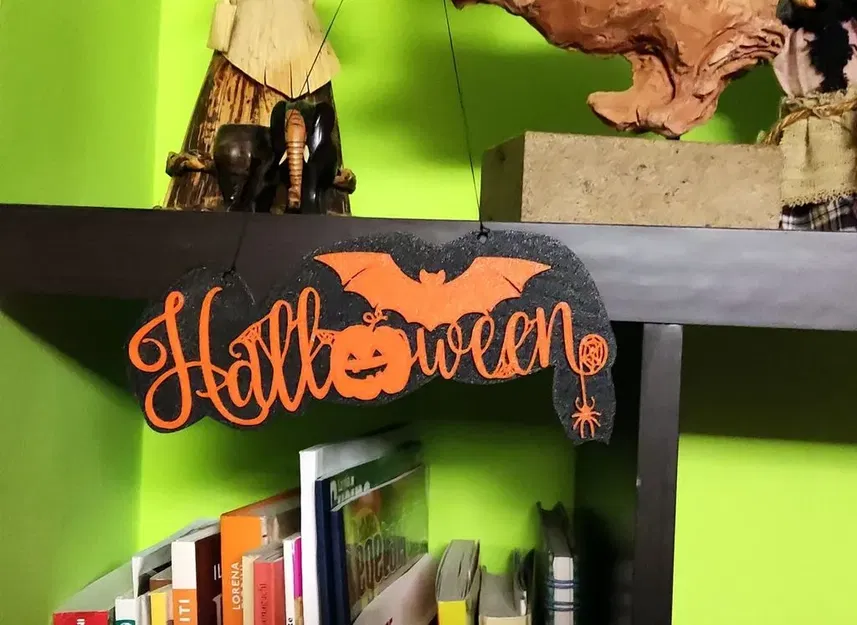 Biển hiệu Halloween với hình dơi trang trí - Image 1