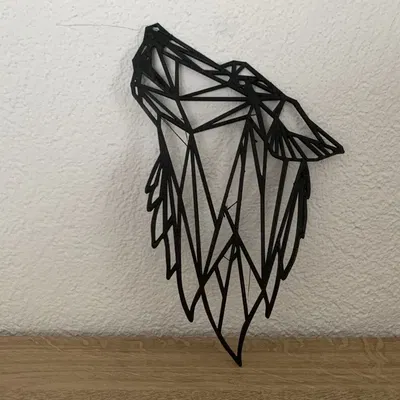 Đầu sói phong cách low poly nghệ thuật tường hình học