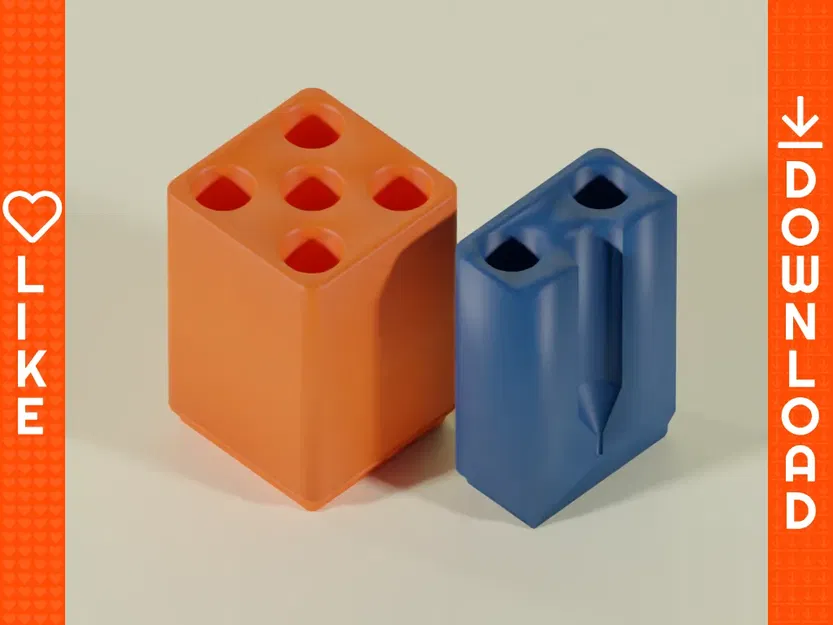 Giá đỡ bút chì/bút bi Gridfinity với rãnh giữ đầu bút - Image 1