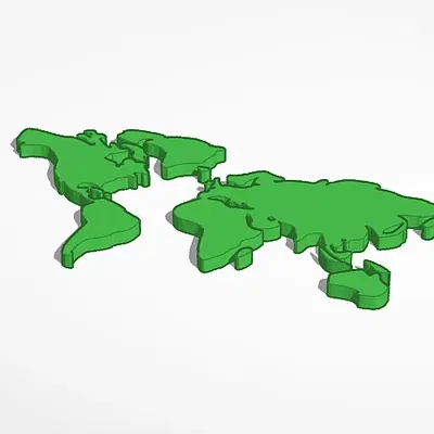 Bản đồ thế giới đơn giản cho in 3D