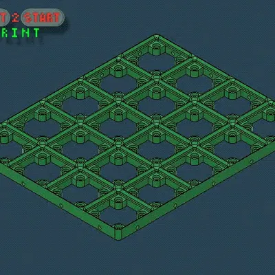 Giá đỡ tổ chức bàn Gridfinity 5x4 với nền Skelet