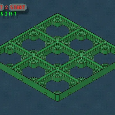 Giá đỡ tổ chức 3x3 Gridfinity với nền Skelet