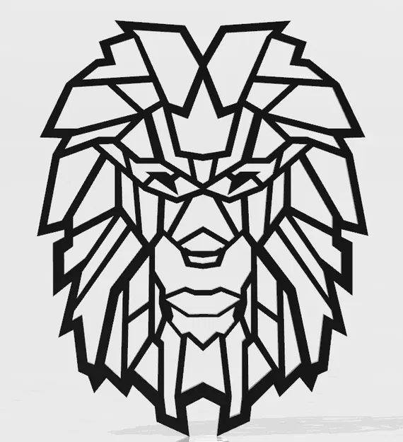 Đầu sư tử phong cách low poly treo tường - Image 1