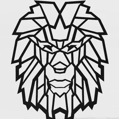 Đầu sư tử phong cách low poly treo tường