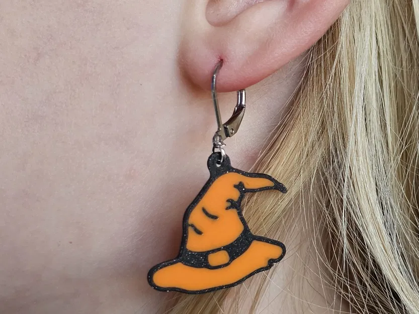 Bông tai mũ phù thủy hai màu cho Halloween - Image 2