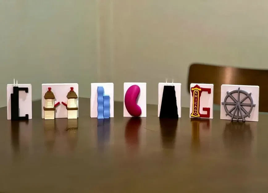 Đồ trang trí chữ cái theo phong cách biểu tượng Chicago - Image 1