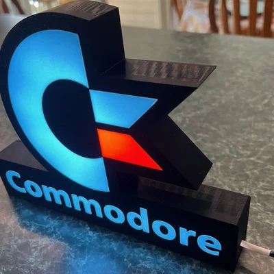 Đèn LED hộp ánh sáng với biểu tượng Commodore