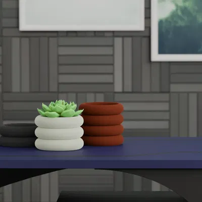 Chậu cây có rãnh thiết kế hiện đại 2 phần