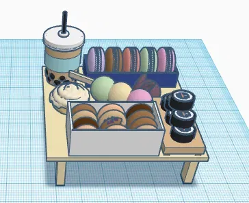 Đĩa thức ăn với bánh donut, sushi, macarons, dango, boba, và một cuộn quế! :) - Image 2