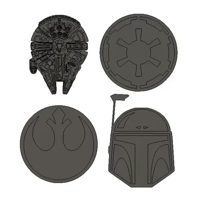 Đế lót ly Star Wars với hình ảnh Rebel, Empire, Falcon và Fett