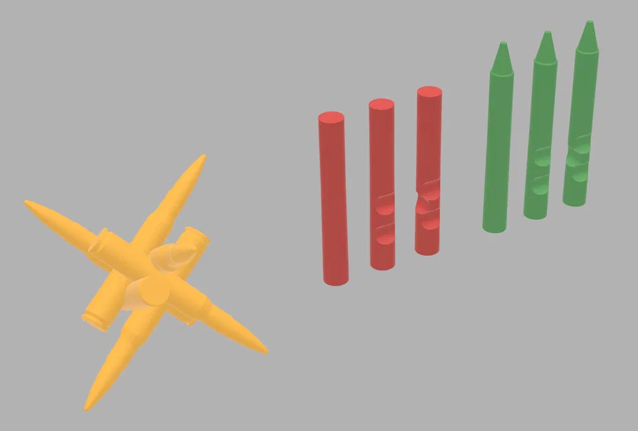 Câu đố hình trụ, viên đạn và bút sáp trên bàn làm việc - Image 4