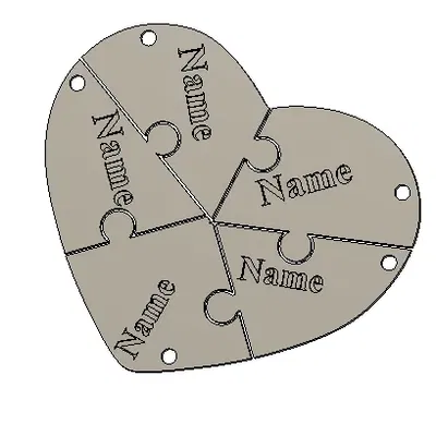 Móc khóa ghép hình trái tim cho gia đình và bạn bè