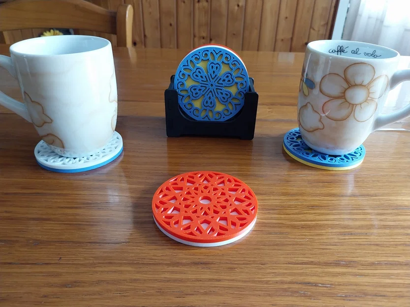 Đế ly trang trí họa tiết mandala nhiều màu sắc - Image 1