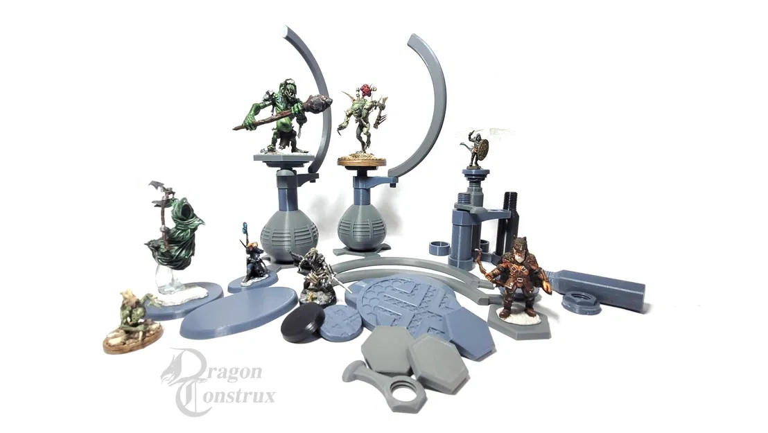 Giá đỡ sơn mô hình mini với thanh hỗ trợ và đế lục giác - Image 1