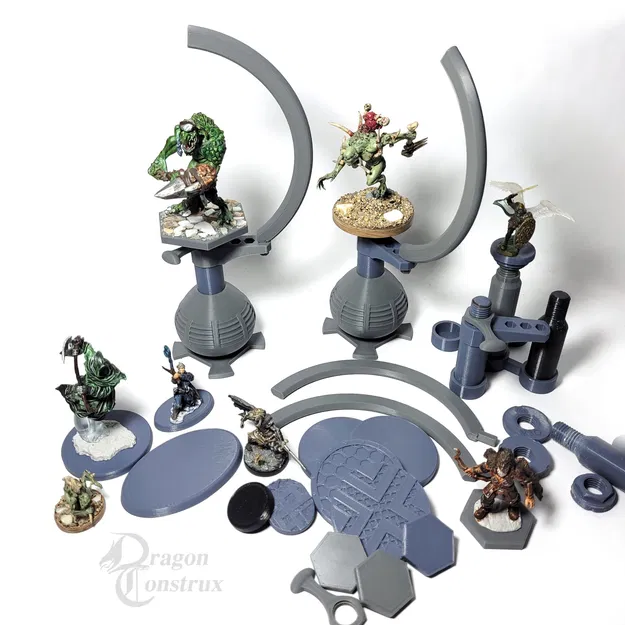 Giá đỡ sơn mô hình mini với thanh hỗ trợ và đế lục giác - Image 3