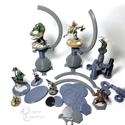 Giá đỡ sơn mô hình mini với thanh hỗ trợ và đế lục giác