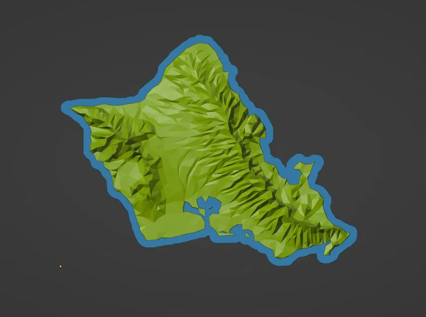 Mô hình Oahu, HI phong cách low poly với đường bờ biển phát sáng - Image 2