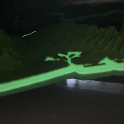 Mô hình Oahu, HI phong cách low poly với đường bờ biển phát sáng