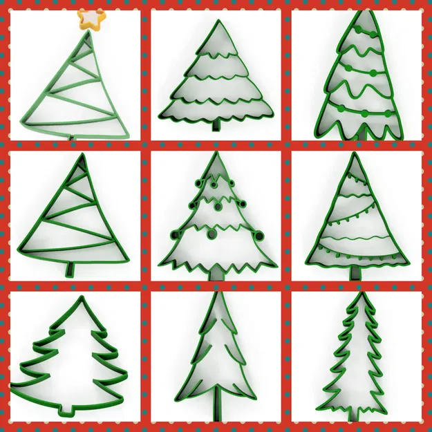 Bộ 33 khuôn cắt bánh quy hình cây thông Giáng sinh - Image 1