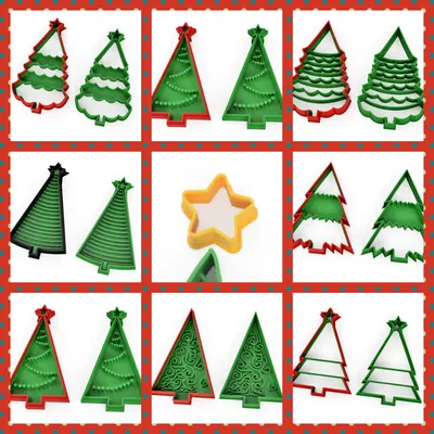 Bộ 33 khuôn cắt bánh quy hình cây thông Giáng sinh