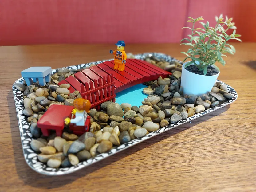 Bộ nội thất mini cho vườn zen: cầu, hàng rào, bàn và ghế - Image 1