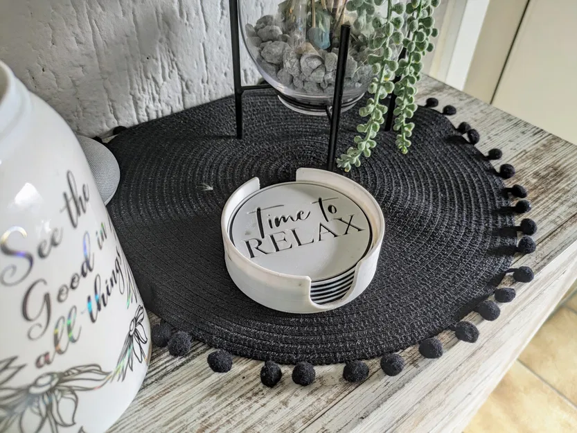 Đế lót ly "Thời gian thư giãn" và giá đỡ - Image 1