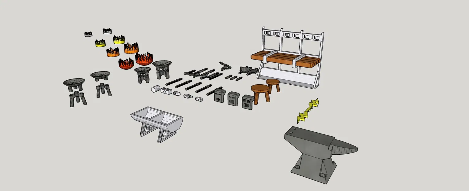 Bộ đồ chơi thợ rèn Mini 13 với bàn làm việc và công cụ - Image 2