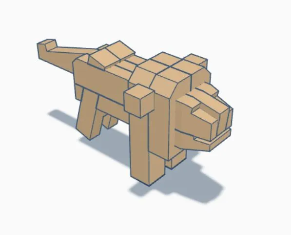 Câu đố gỗ Nhật Bản "Kumiki" hình sư tử vintage - Image 2