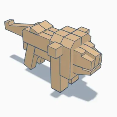 Câu đố gỗ Nhật Bản "Kumiki" hình sư tử vintage