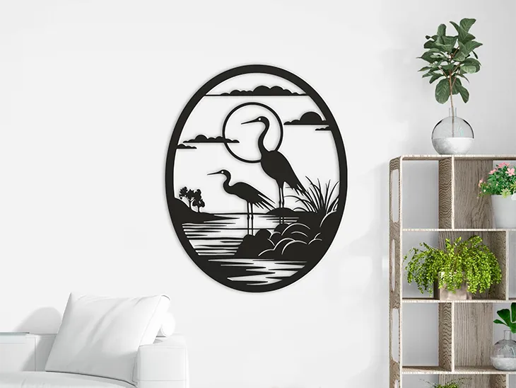 Cò trắng trang trí treo tường nghệ thuật - Image 1