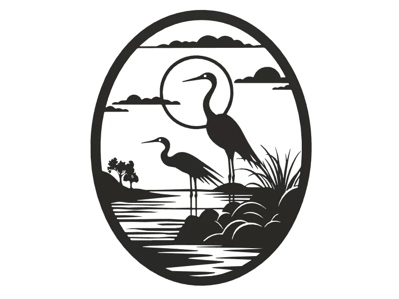 Cò trắng trang trí treo tường nghệ thuật - Image 2